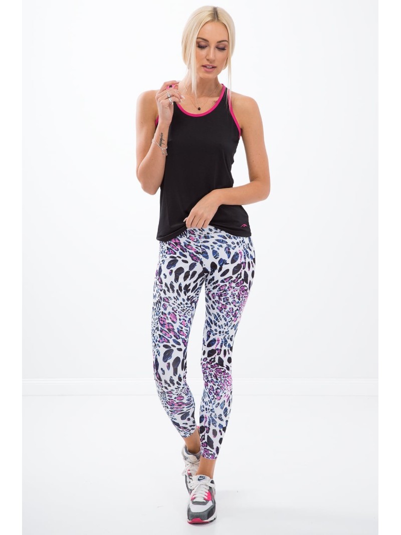 White leopard print sports leggings H006 - Online store - Boutique